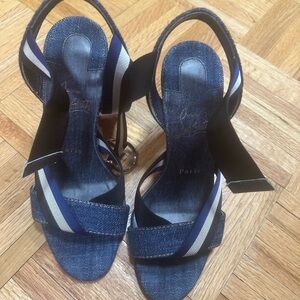 Christian Louboutin Denim and Black Sandals